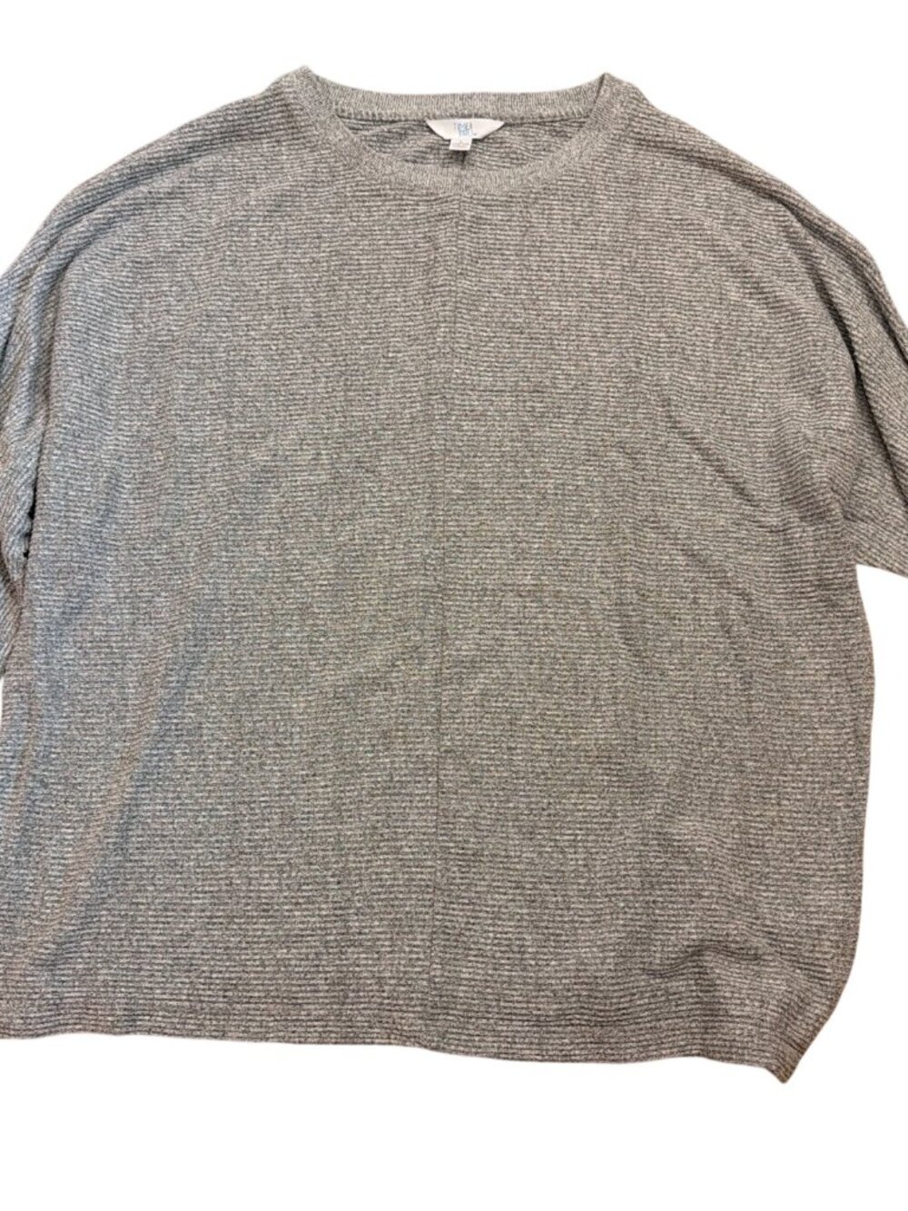 Time And Tru Top Sweater Size Large L 12-14 Grey Womens Ribbed Long Sleeve Cozy